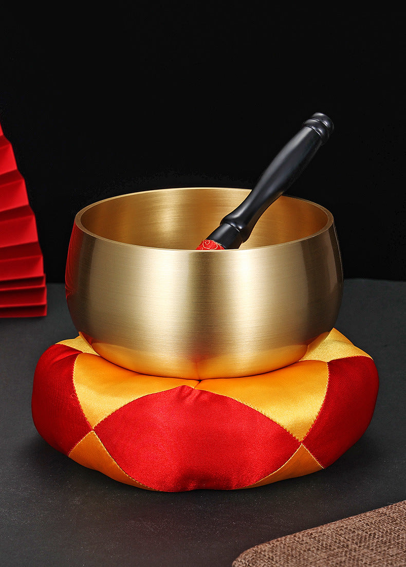 Cuenco Tibetano  Martillado a mano (Cobre)- Set de Sonoterapia y Meditación con Mazo y Cojín