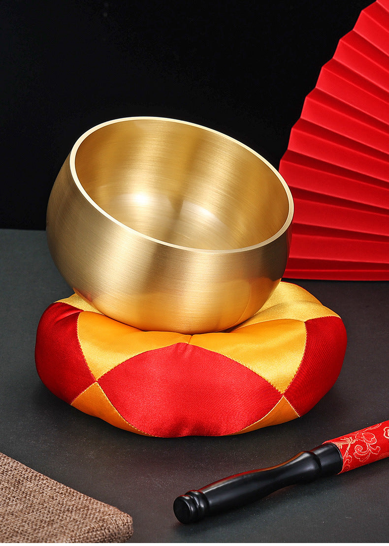 Cuenco Tibetano  Martillado a mano (Cobre)- Set de Sonoterapia y Meditación con Mazo y Cojín