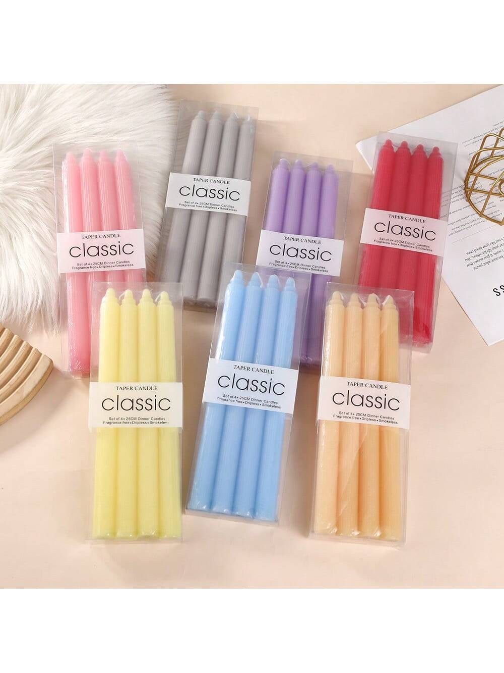 Velas vertical minimalista de 25 cm (aprox. 10 pulgadas) / 20 cm (aprox. 8 pulgadas) velas de colores, tiempo de combustión de 8 horas por unidad, diseño geométrico a rayas, adecuadas para decoración del hogar, bodas, regalos, fiestas, velas sin aroma.