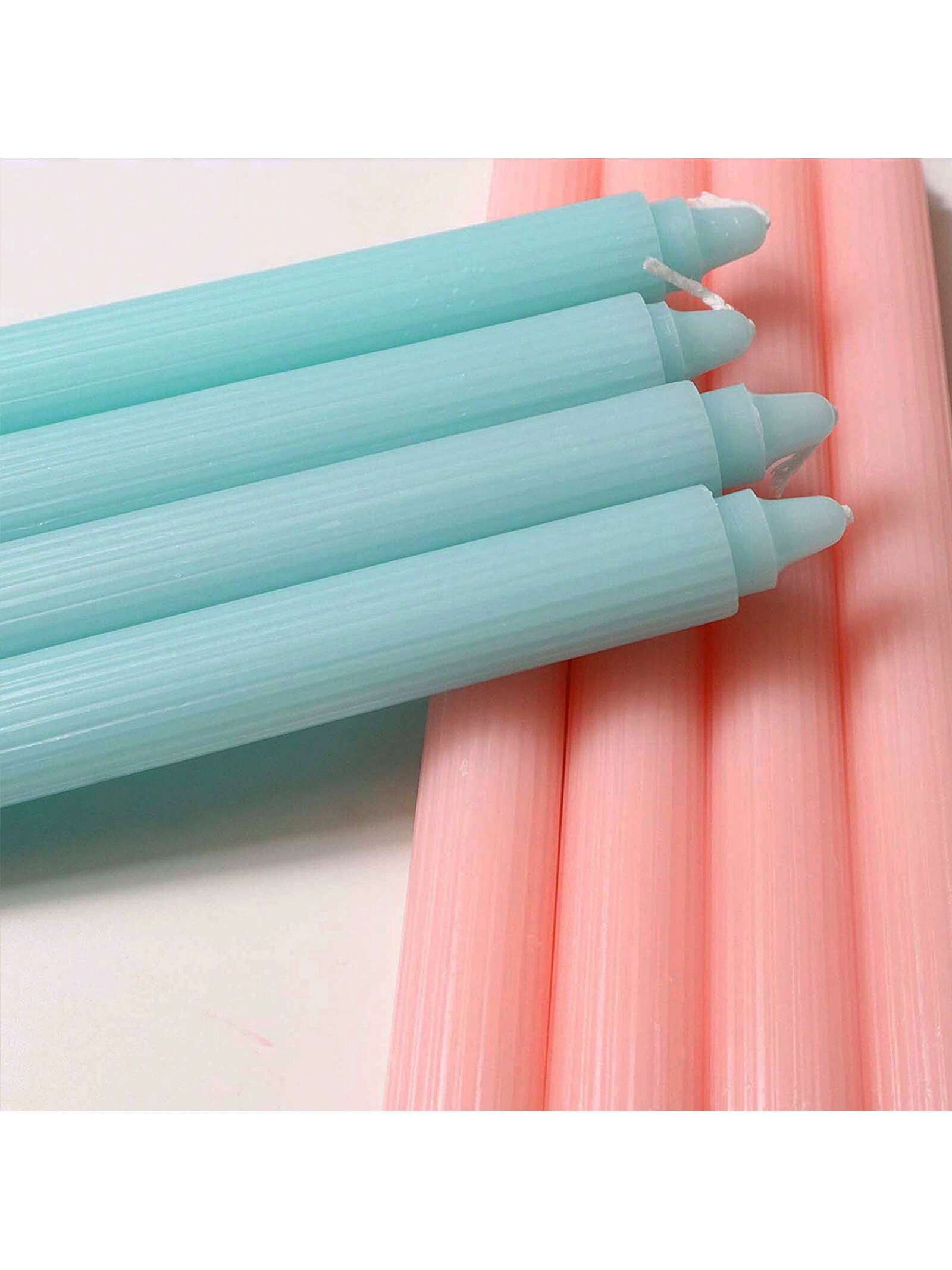 Velas vertical minimalista de 25 cm (aprox. 10 pulgadas) / 20 cm (aprox. 8 pulgadas) velas de colores, tiempo de combustión de 8 horas por unidad, diseño geométrico a rayas, adecuadas para decoración del hogar, bodas, regalos, fiestas, velas sin aroma.