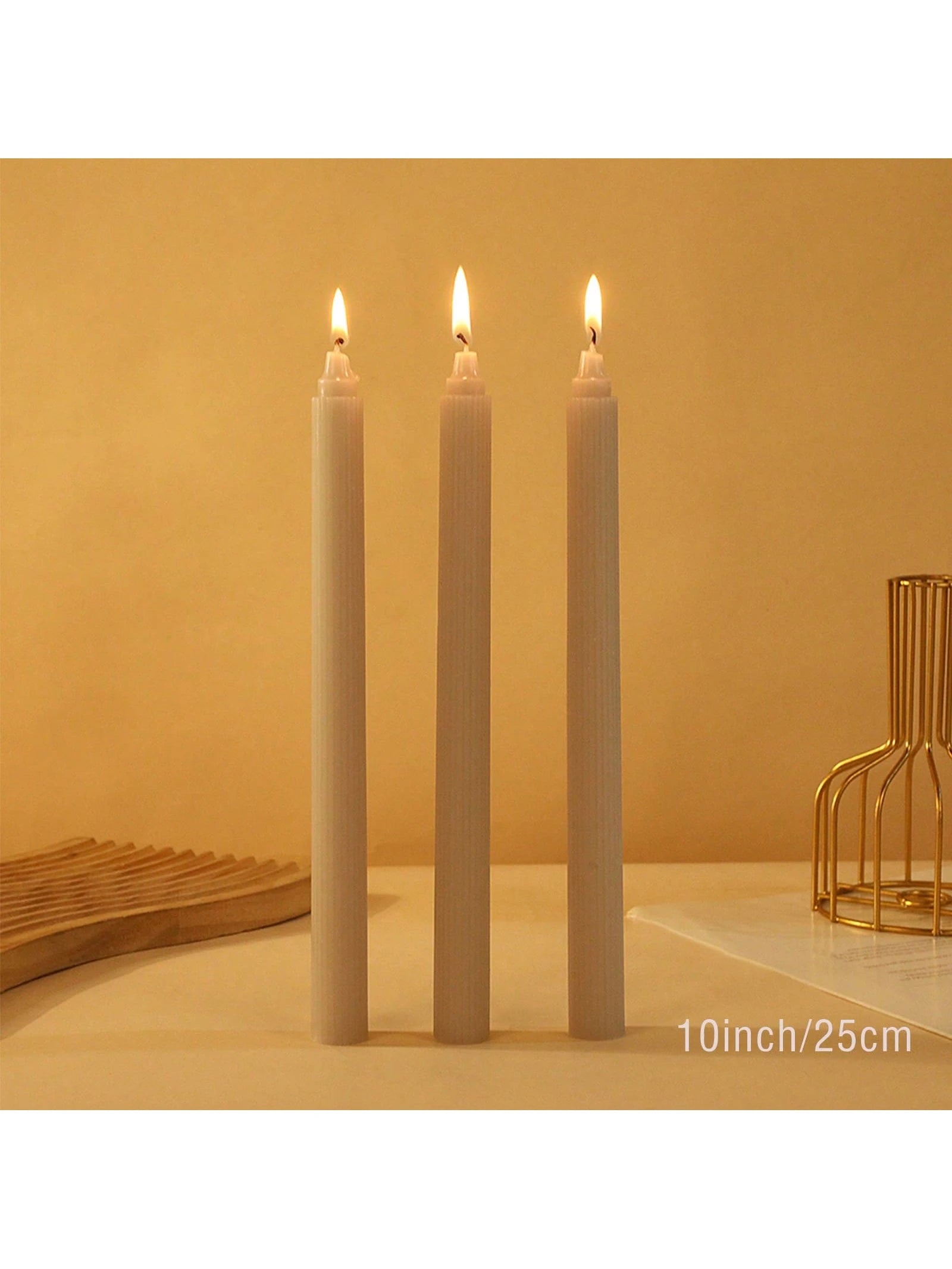 Velas vertical minimalista de 25 cm (aprox. 10 pulgadas) / 20 cm (aprox. 8 pulgadas) velas de colores, tiempo de combustión de 8 horas por unidad, diseño geométrico a rayas, adecuadas para decoración del hogar, bodas, regalos, fiestas, velas sin aroma.