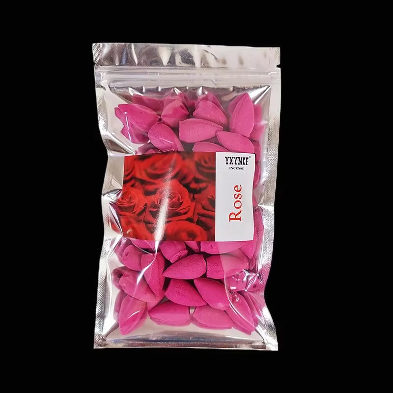 50 unidades/bolsa Conos de incienso de reflujo natural Mezcla de aromas de sándalo y lavanda para hogar 