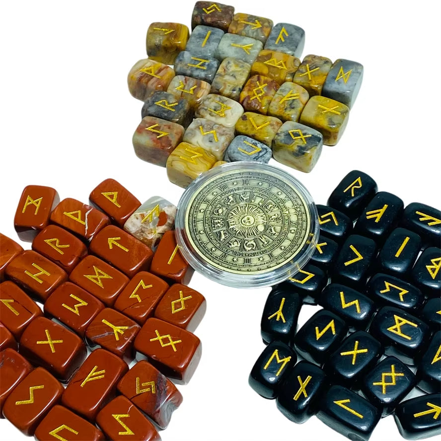 25 Piezas de Piedras Rúnicas de Obsidiana Natural Freedom, Irregulares, para Adivinación, Ágata, Runa, Adivinación, Regalo de Sanación Reiki + Moneda