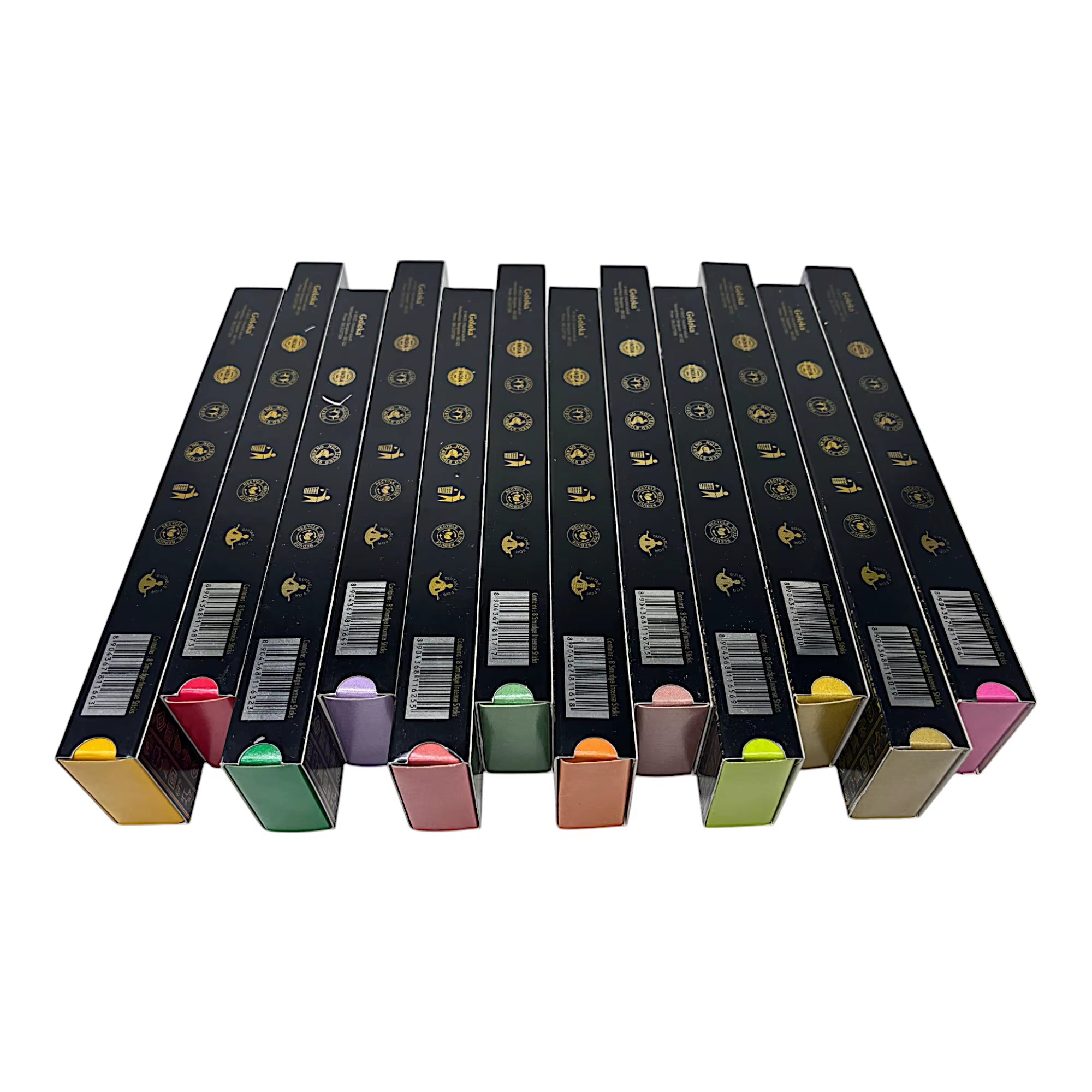 Organico. Lote de 12 fragancias diferentes: Palo Santo, Lavanda, Sándalo, Canela, Jazmín, Romero, Hierba de Limón, Rosa, Pino, Sangre de Dragón, Pachulí, Salvia Blanca. Cajas de 25 gramos