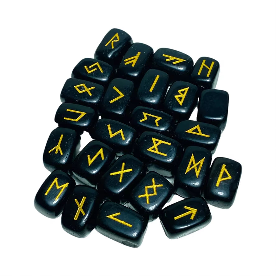 25 Piezas de Piedras Rúnicas de Obsidiana Natural Freedom, Irregulares, para Adivinación, Ágata, Runa, Adivinación, Regalo de Sanación Reiki + Moneda