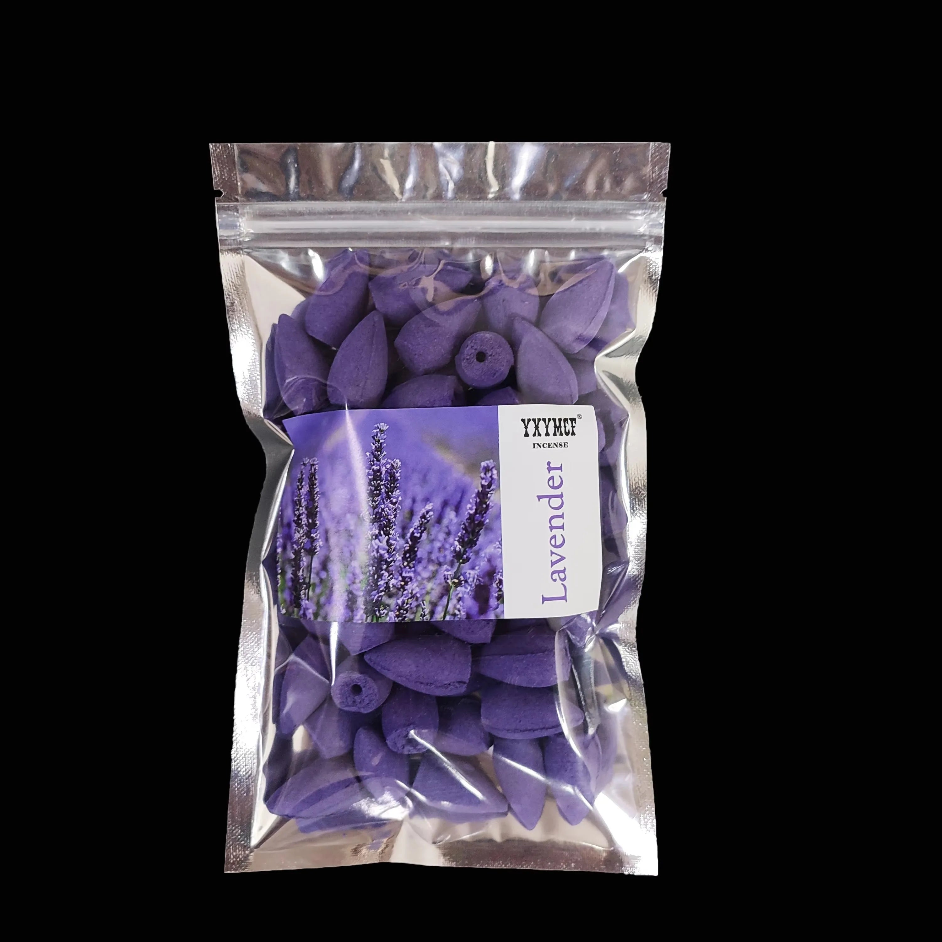 50 unidades/bolsa Conos de incienso de reflujo natural Mezcla de aromas de sándalo y lavanda para hogar 