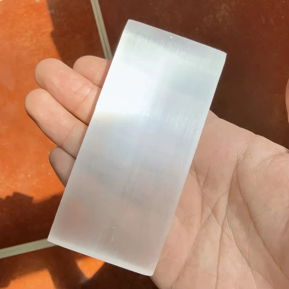 Big Size Natural Selenite Crystal Slab Charging Station Mineral Flat Crystal Plate for Cleansing, Purification Healing Stone