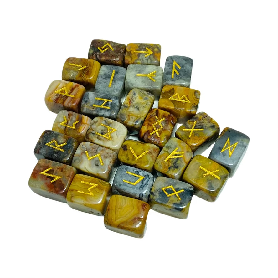 25 Piezas de Piedras Rúnicas de Obsidiana Natural Freedom, Irregulares, para Adivinación, Ágata, Runa, Adivinación, Regalo de Sanación Reiki + Moneda